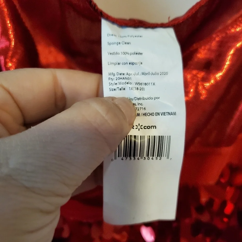 Flapper Costume Red Sequin Fringe Dress Size 1X